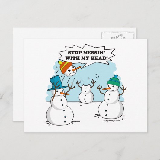 冬おもしろいの雪だるま ポストカード (正面/裏面)