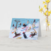 冬おもしろいスキーラブラドール絵画ズ カード (黄色い花)