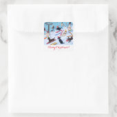 冬おもしろいスキーラブラドール絵画ズ スクエアシール (バッグ)