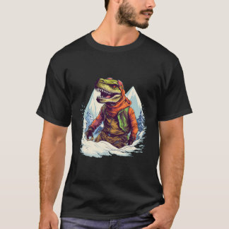 冬おもしろいスポーツと恐竜のための雪のTレックス Tシャツ
