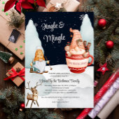 冬おもしろい雪格言クリスマスホリデーパーティー 招待状