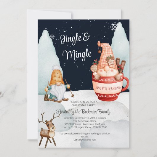 冬おもしろい雪格言クリスマスホリデーパーティー 招待状 (正面)