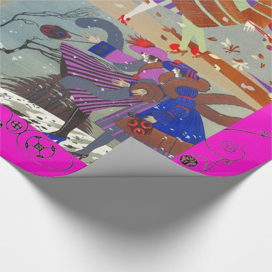 冬および秋アールデコ美しいファッション ラッピングペーパー (角)