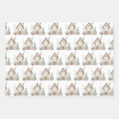 冬お洒落のクリスマスハウスウォーターカラー ラッピングペーパーシート (正面)