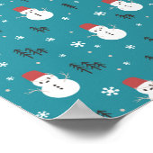 冬お洒落の漫画雪だるま ポスター (角)