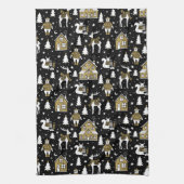 冬お洒落動物の町 キッチンタオル (縦)
