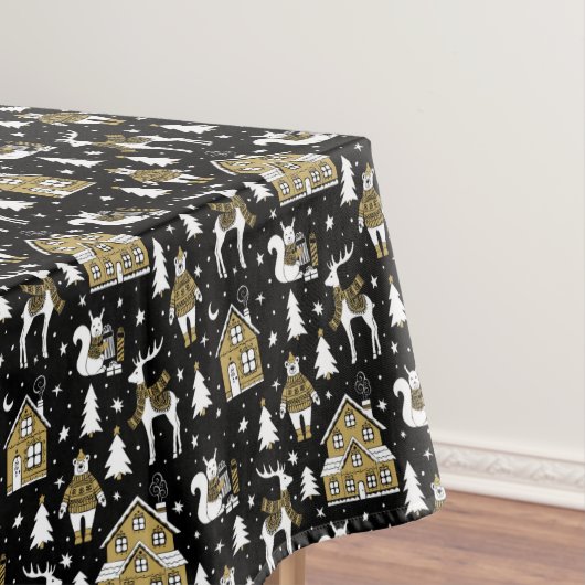 冬お洒落動物の町 テーブルクロス (インサイチュ)