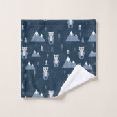 冬お洒落熊と山 バスタオルセット (ウォッシュタオル)