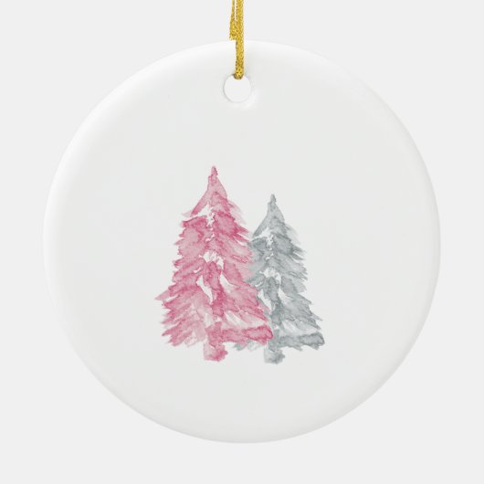 冬かわいいクマのベビーガール妊娠のお知らせ セラミックオーナメント (裏面)