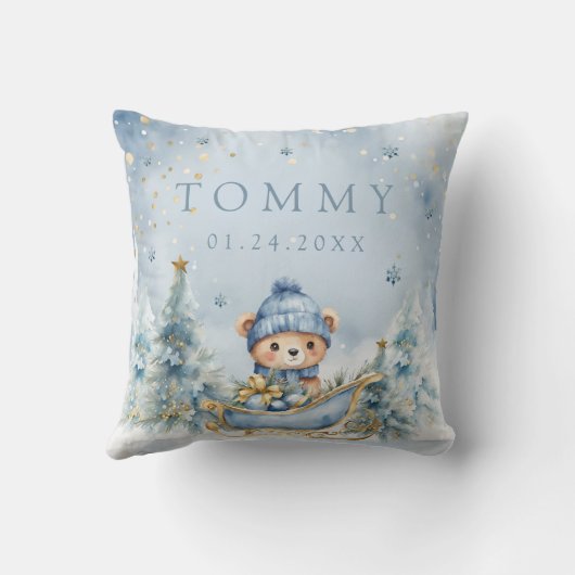 冬かわいいクマの森の赤ちゃんシャワーギフト クッション (裏面)