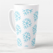 冬かわいいペンギンと雪の結晶 カフェラテマグ (左アングル)