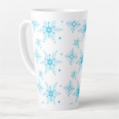 冬かわいいペンギンと雪の結晶 カフェラテマグ (左アングル)