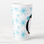 冬かわいいペンギンと雪の結晶 カフェラテマグ (正面)