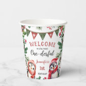 冬かわいいペンギンのクリスマス第1誕生日 紙コップ (裏面)