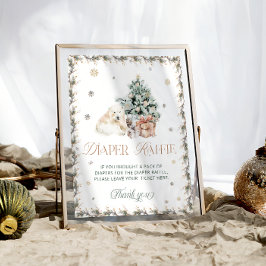 冬かわいいホッキョクグマおむつラッフル ポスター