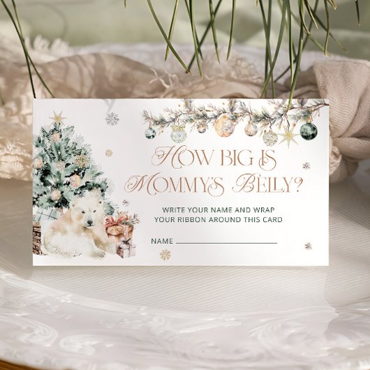 冬かわいいホッキョクグマどのように大きいかママの腹 エンクロージャーカード