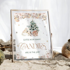 冬かわいいホッキョクグマはキャンディーの数を推測 ポスター