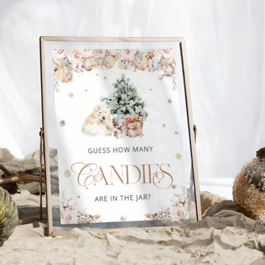 冬かわいいホッキョクグマはキャンディーの数を推測 ポスター