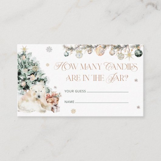 冬かわいいホッキョクグマキャンディーの数 エンクロージャーカード (正面)