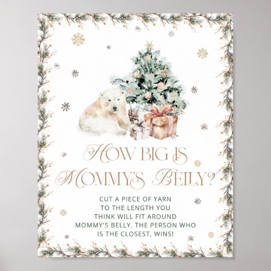 冬かわいいホッキョクグマママのおなかの大きさ ポスター (正面)