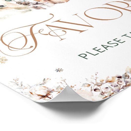 冬かわいいホッキョクグマ赤ちゃんシャワーの好意 ポスター (角)