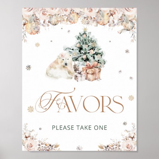 冬かわいいホッキョクグマ赤ちゃんシャワーの好意 ポスター (正面)