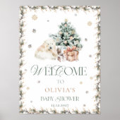 冬かわいいホッキョクグマ赤ちゃんシャワーへようこそ ポスター (正面)