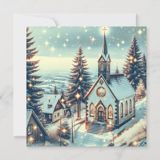 冬かわいらしのクリスマス教会 カード (正面)