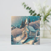冬かわいらしのクリスマス教会 カード (スタンド正面)