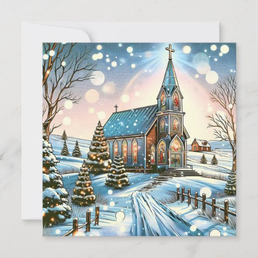 冬かわいらしのクリスマス教会 シーズンカード (正面)