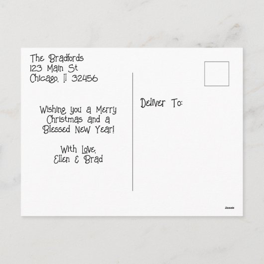 冬かわいらしのクリスマス教会 シーズンポストカード (裏面)