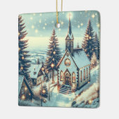 冬かわいらしのクリスマス教会 セラミックオーナメント (左)