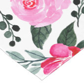 冬かわいらしの赤ピンクのフローラの水彩模様 ショートテーブルランナー (コーナー)