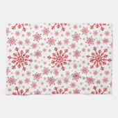 冬かわいらし白に赤いクリスマスの雪 キッチンタオル (横)