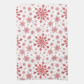 冬かわいらし白に赤いクリスマスの雪 キッチンタオル (縦)