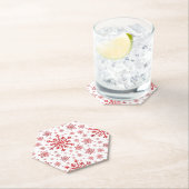 冬かわいらし白に赤いクリスマスの雪 ペーパーコースター (インサイチュ)