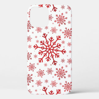 冬かわいらし白に赤いクリスマスの雪 iPhone 12 PROケース