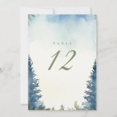 冬かわいらし青松のテーブル番号 招待状 (正面)