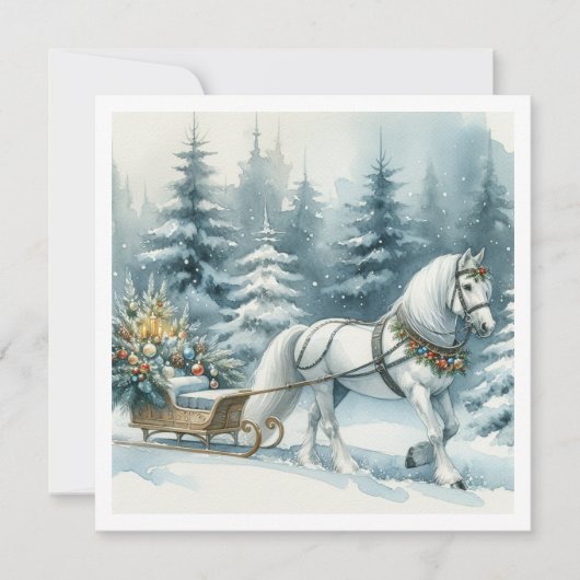 冬かわいらし馬とクリスマスそり (正面)