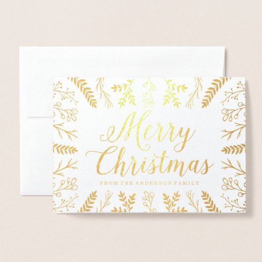 冬が栄える | ゴールドフォイルホリデーフォトカード 箔カード (封筒付き正面)