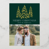 冬きらめく松グリーンと金ゴールド 箔シーズンカード (正面)