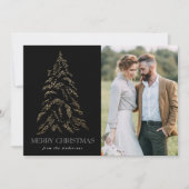 冬きらめく松ブラックメリークリスマスフォト シーズンカード (正面)