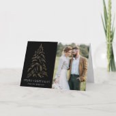 冬きらめく松ブラックメリークリスマスフォト シーズンカード (正面)