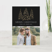 冬きらめく松ブラックメリークリスマスフォト シーズンカード (正面)