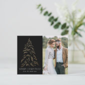 冬きらめく松ブラックメリークリスマスフォト シーズンポストカード (スタンド正面)