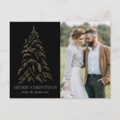 冬きらめく松ブラックメリークリスマスフォト シーズンポストカード (正面)