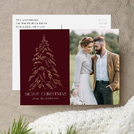 冬きらめく松ブルゴーニュのメリークリスマス シーズンポストカード