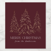 冬きらめく松ブルゴーニュのメリークリスマス ワインラベル (シングルラベル)