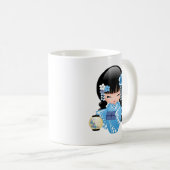 冬こけし人形 – かわいい日本の芸者ガール コーヒーマグカップ (正面右)