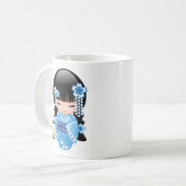 冬こけし人形 – かわいい日本の芸者ガール コーヒーマグカップ (正面左)